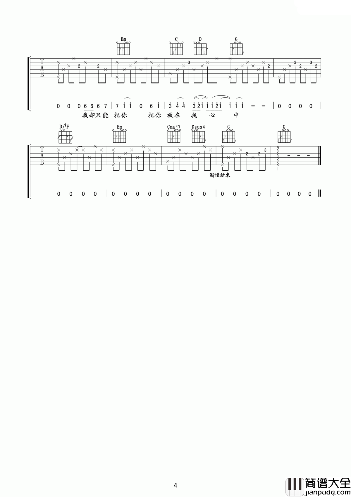 听说爱情回来过吉他谱_林忆莲_依恋的,不舍的,就在今天断了吧