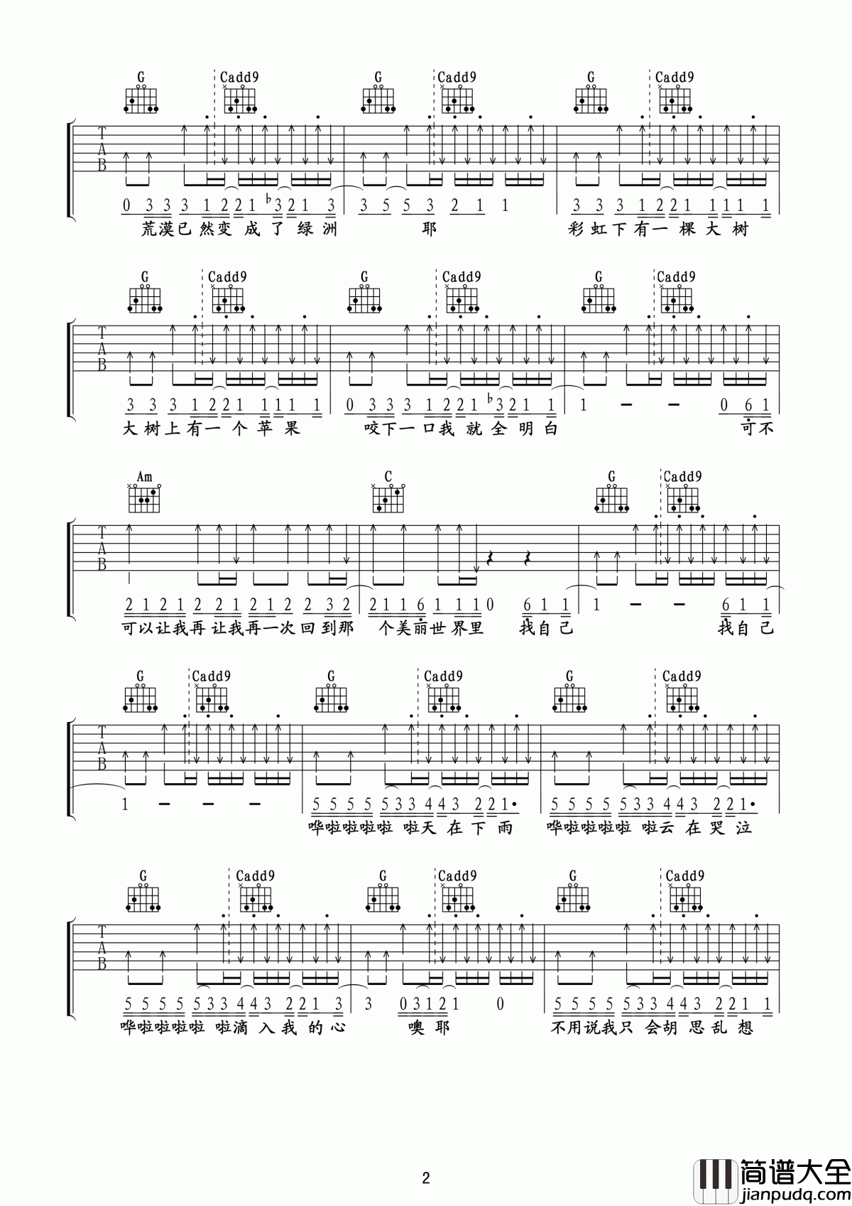 找自己吉他谱_陶喆_人生的路途中步履不停，努力去找回曾经的自己