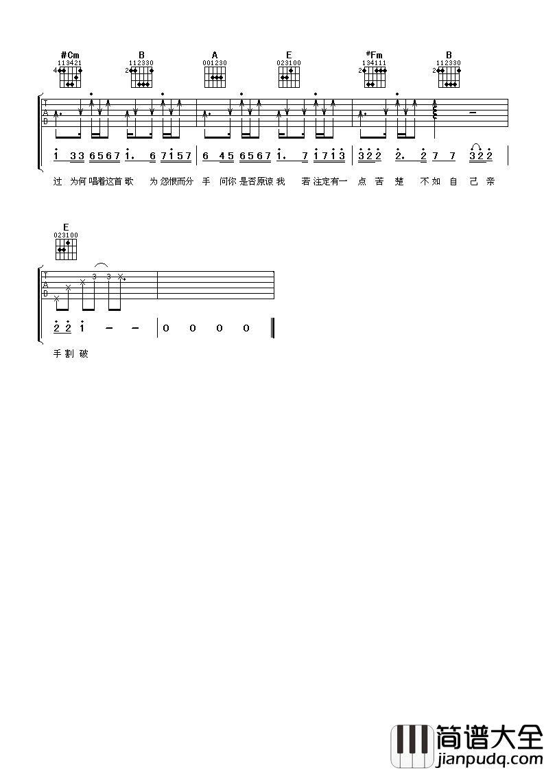 好心分手吉他谱_王力宏_若注定有一点苦楚_不如自己亲手割破