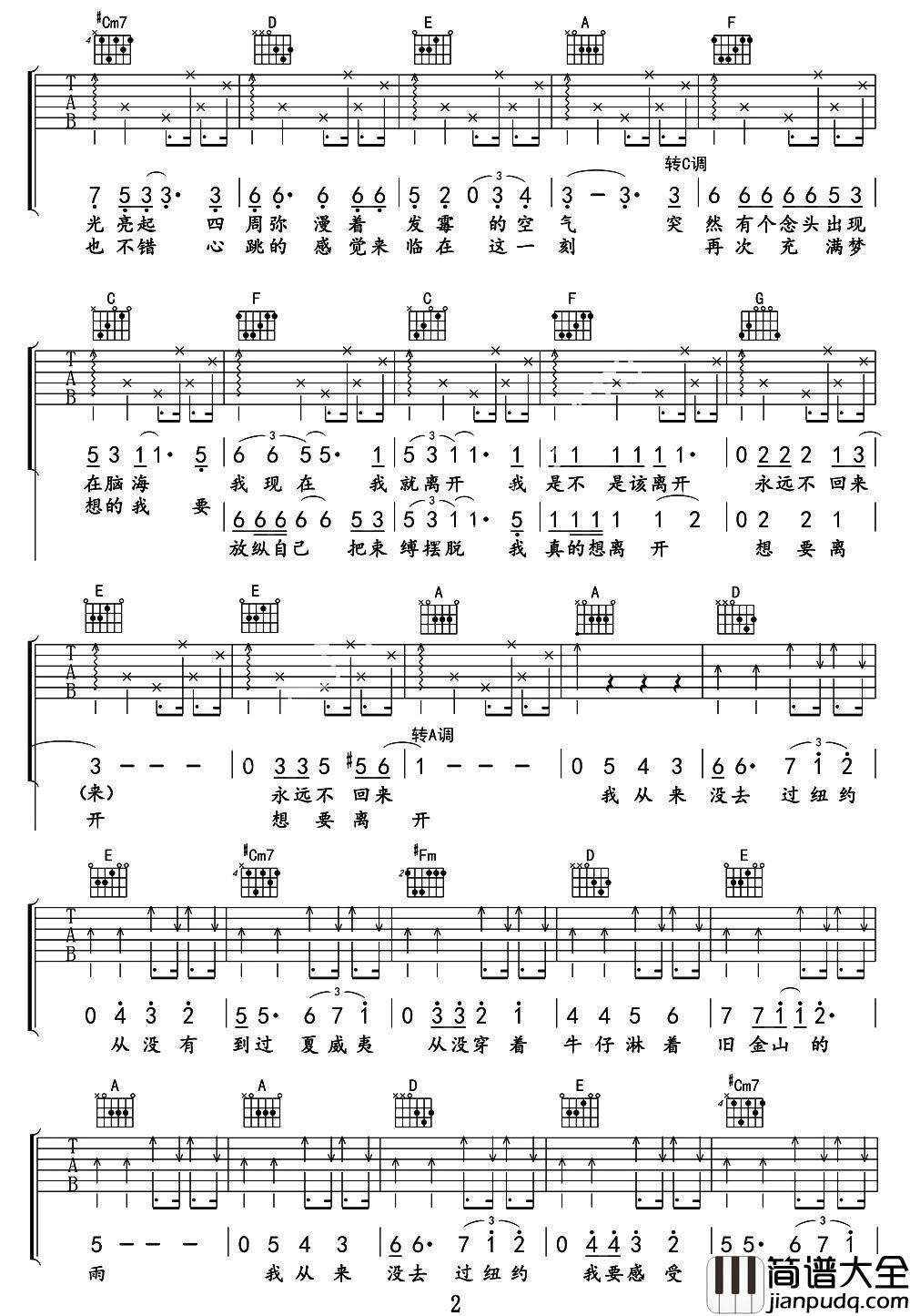 我从来没去过纽约吉他谱_筷子兄弟_这份渴望与动力,将永远指引我们勇敢前行