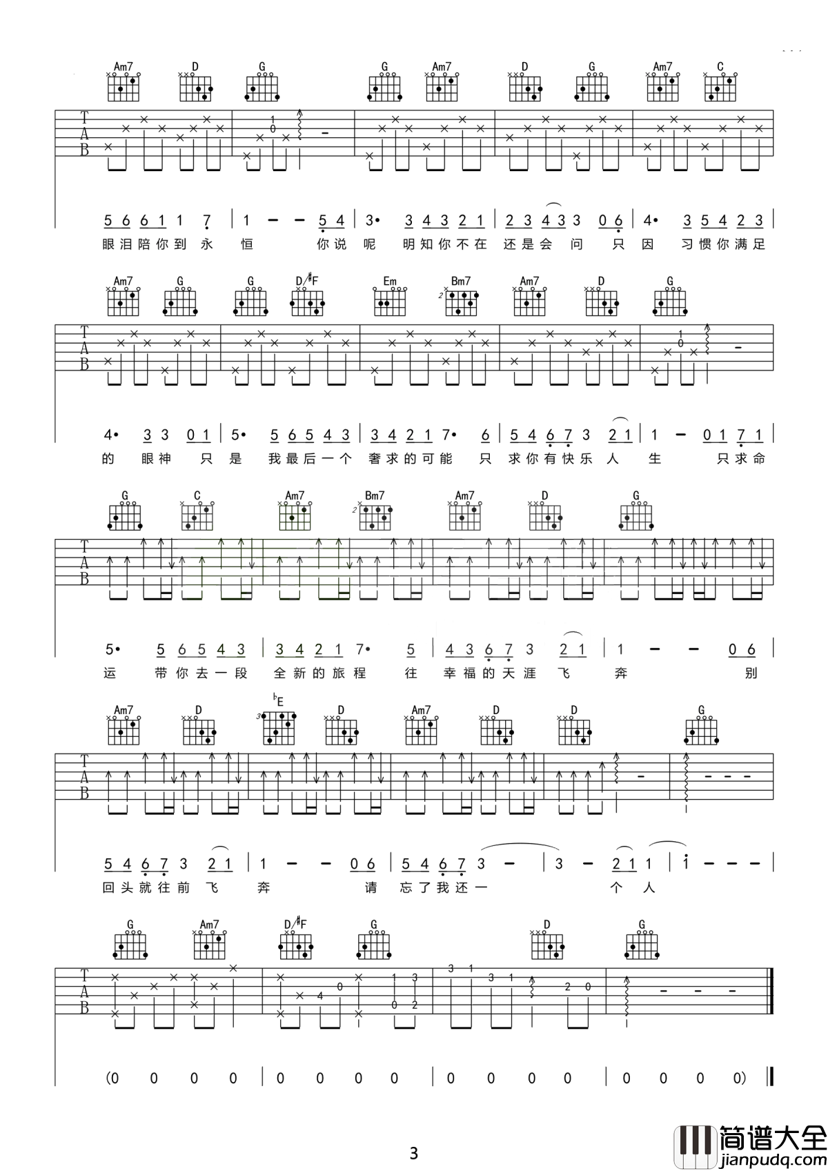 我不愿让你一个人吉他谱_五月天_慢慢的我学会,喜你为疾,药石无医