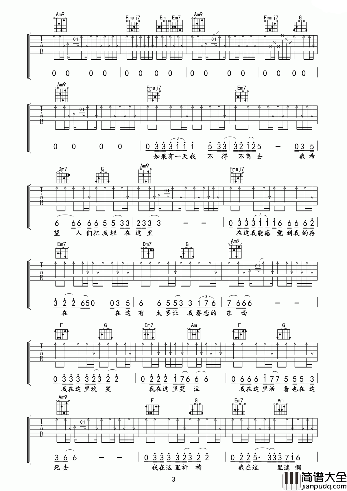 北京北京吉他谱_汪峰_抬头看看天空满天的星中，最亮的那颗就代表了你