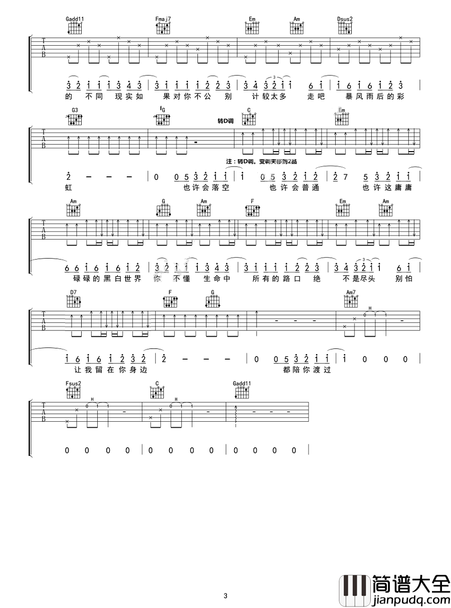 让我留在你身边吉他谱_陈奕迅_电影摆渡人主题曲