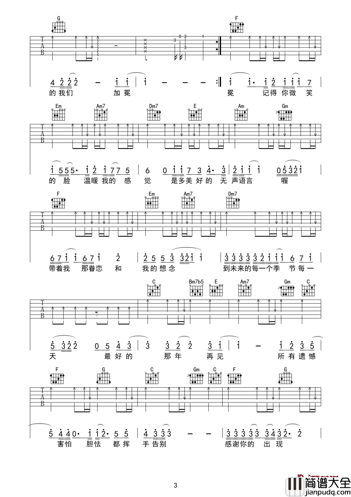 最好的那年吉他谱_TFBOYS_感谢你的出现,在最好的那年.
