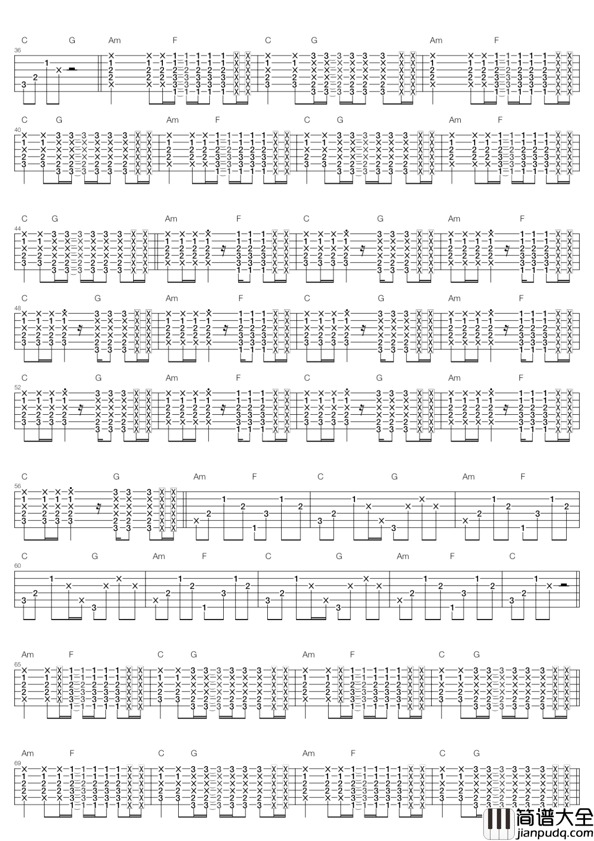 whistle吉他谱_Flo_Rida_愉快轻松的节奏，清凉的沙滩