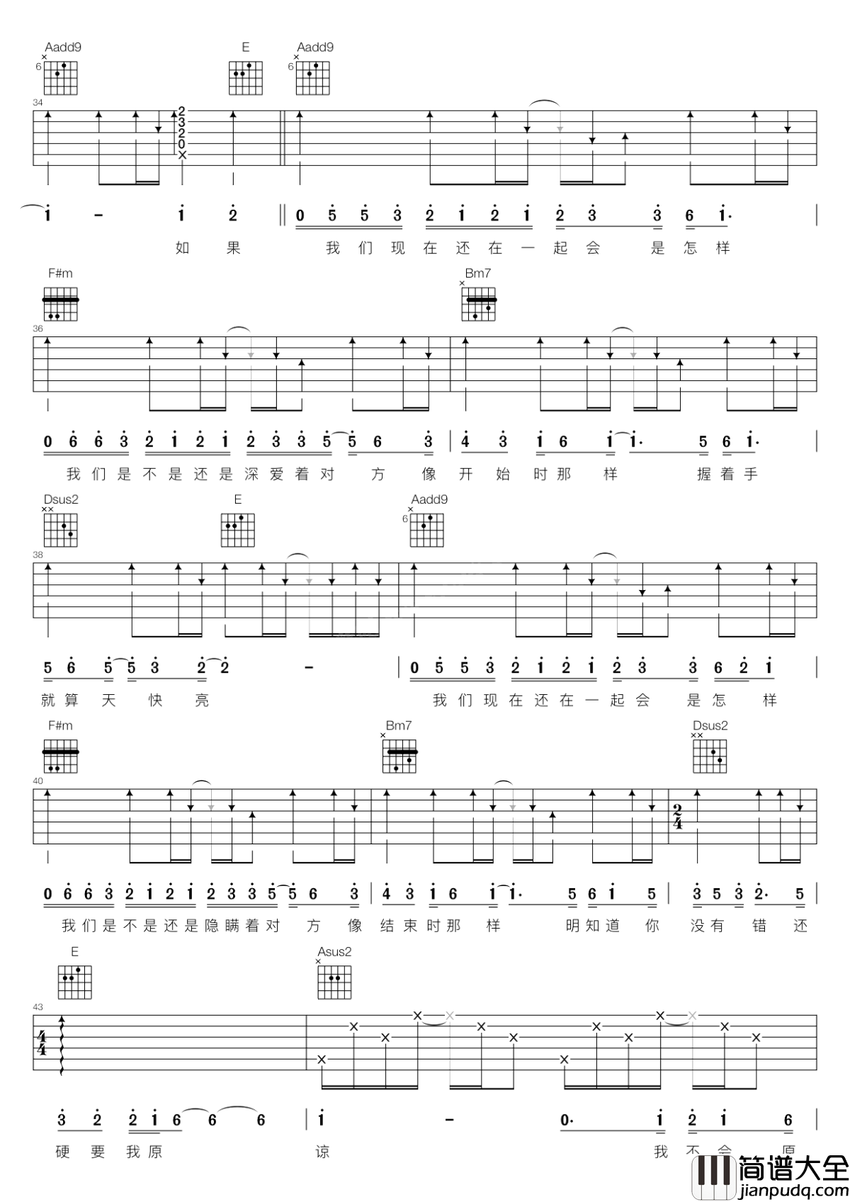 怎样吉他谱_戴佩妮_如果没有如果，后来也没有后来