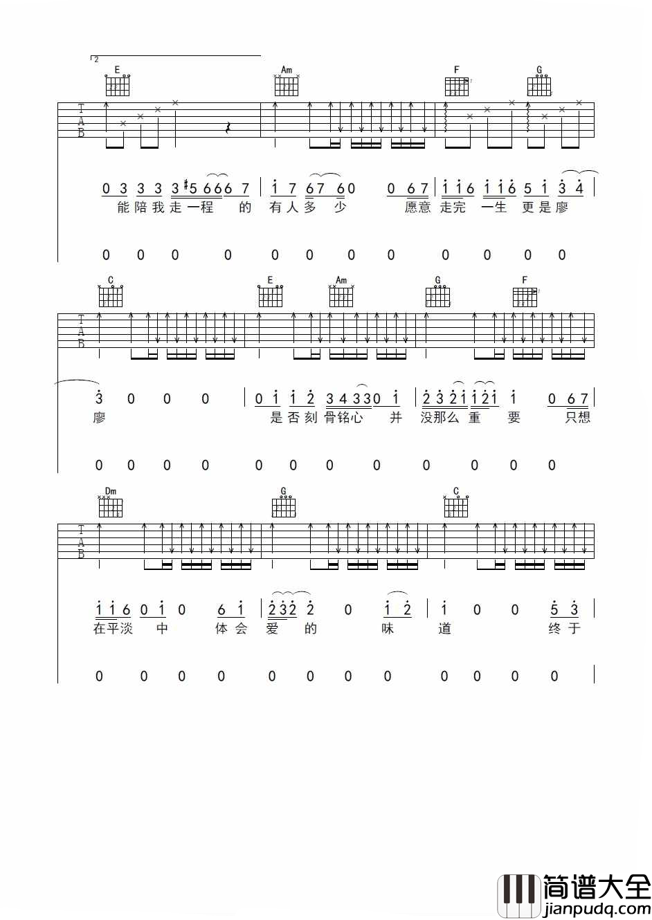 终于等到你吉他谱_还好还好，还好我们都没放弃