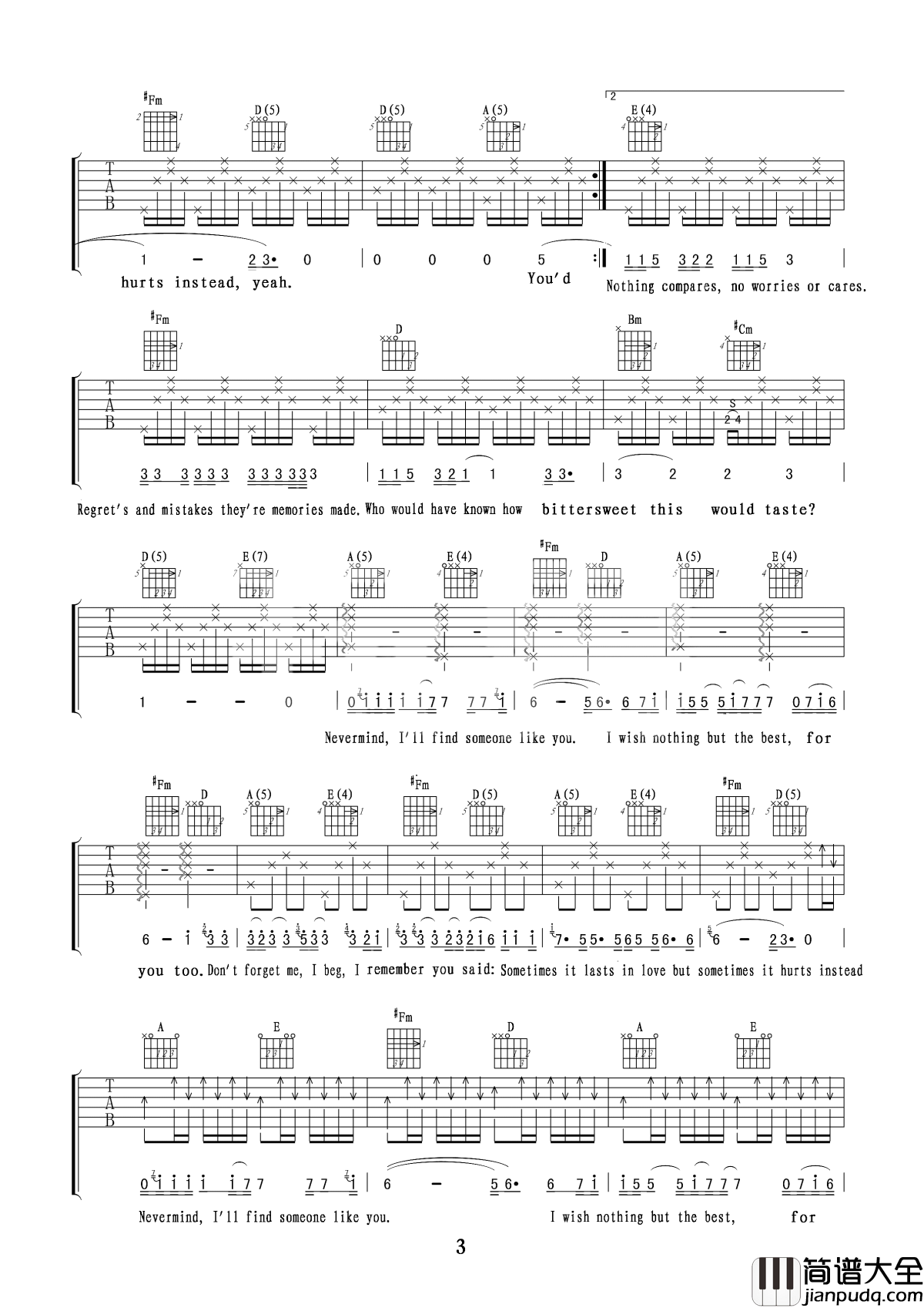someone_like_you吉他谱_据说爱过的人听完会哭