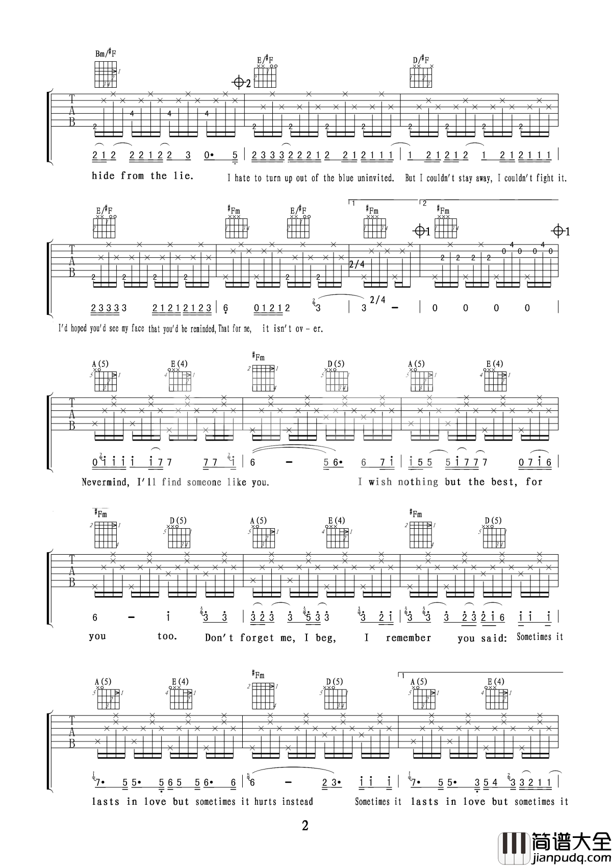 someone_like_you吉他谱_据说爱过的人听完会哭