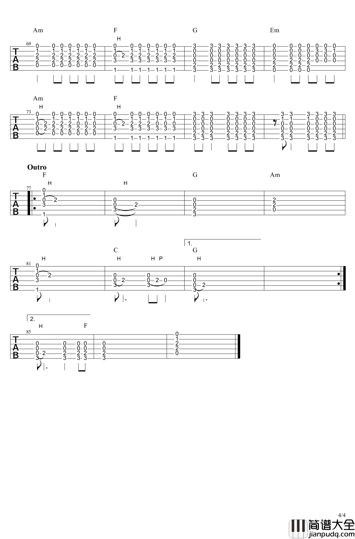 let_her_go_吉他谱_Passenger_放手后才始知那是真爱