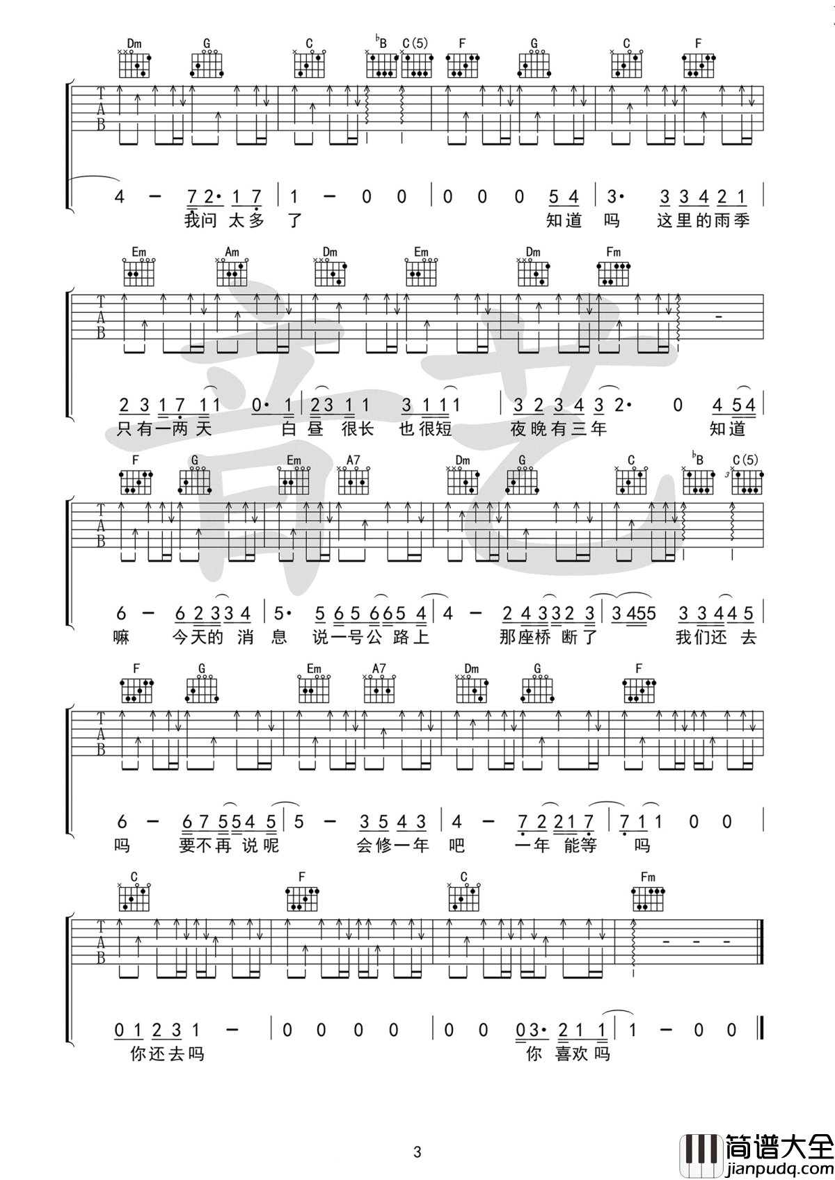 我喜欢上你时的内心活动吉他谱_陈绮贞：爱情是不期而遇的