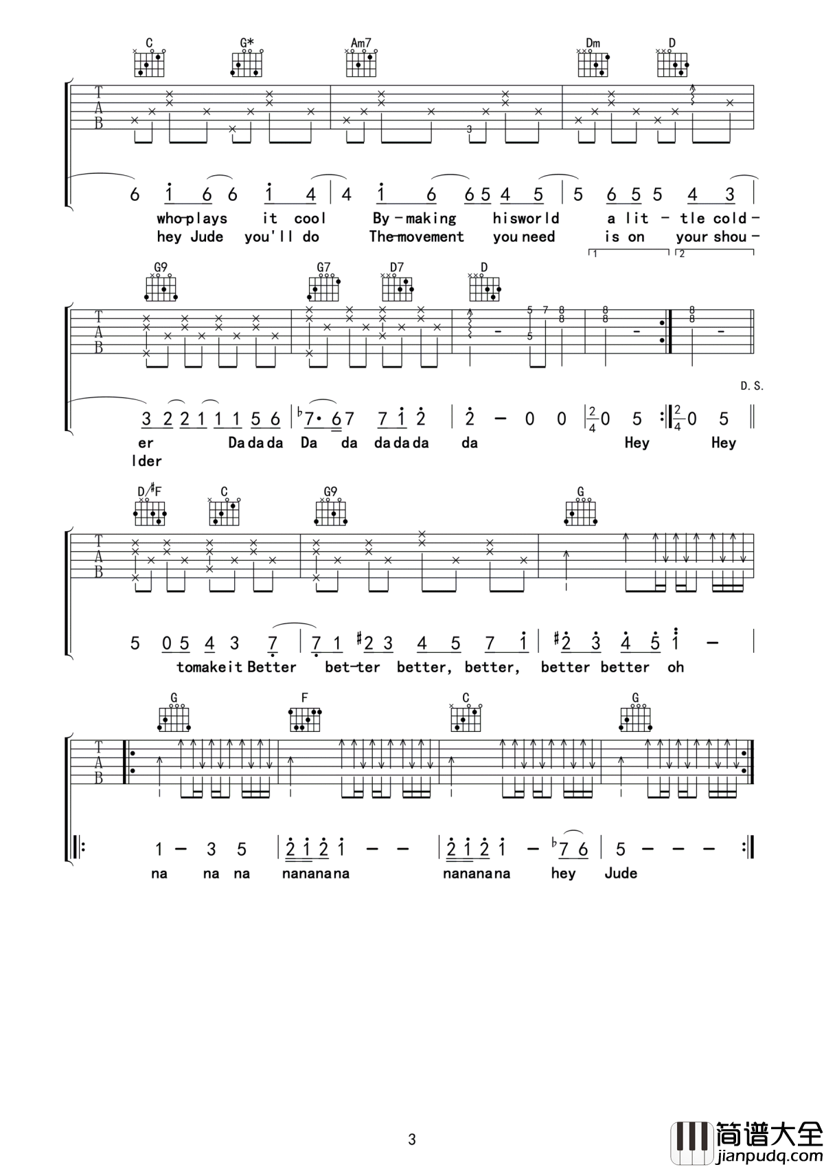 Hey_Jude吉他谱__披头士最热销的单曲，竟是为他写的