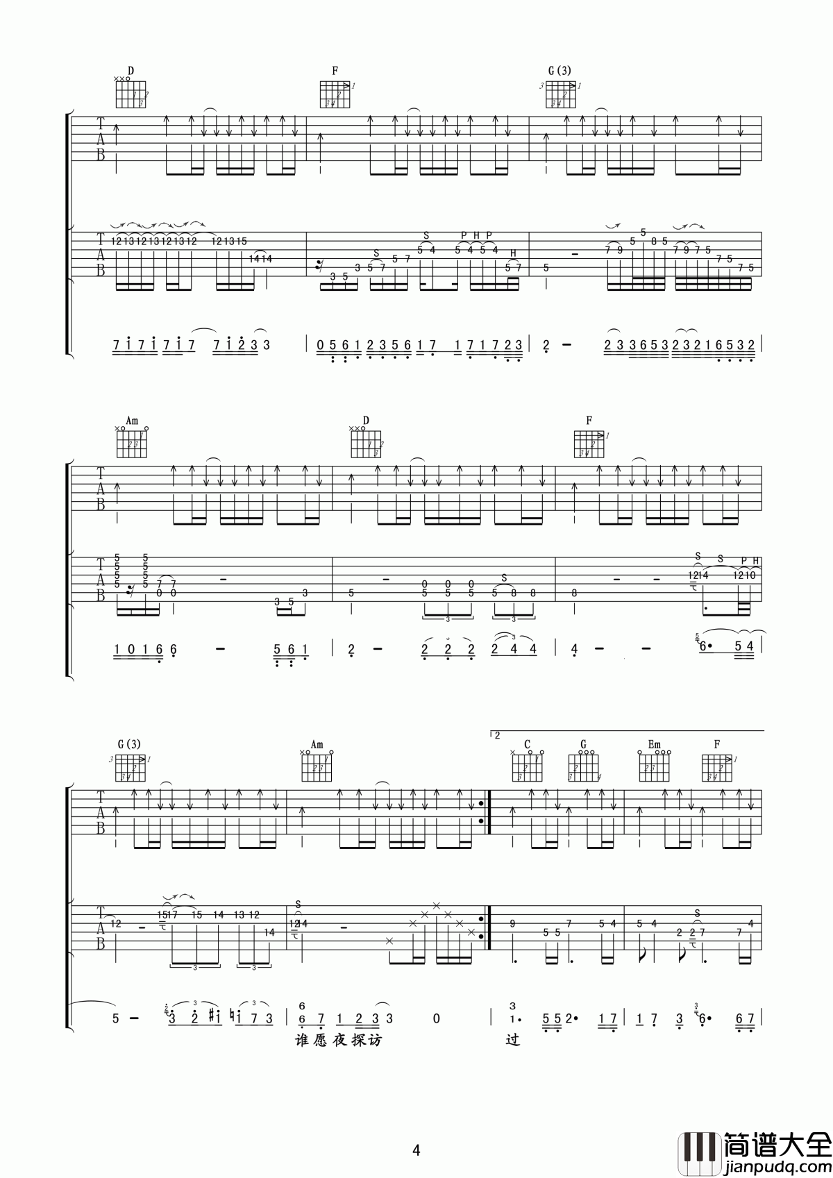 谁伴我闯荡吉他谱_Beyond_只有顽强明日路纵会更彷徨