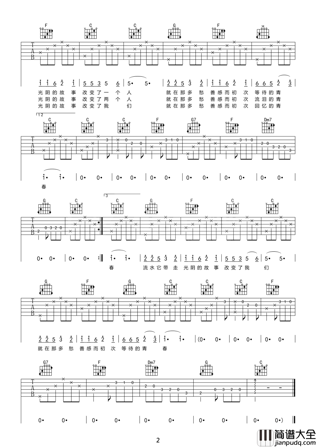 光阴的故事吉他谱_罗大佑_不再是旧日熟悉的我