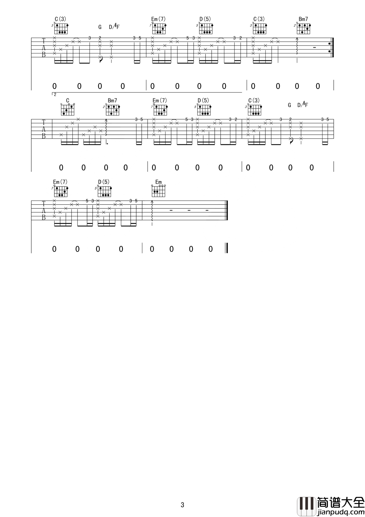 电台情歌吉他谱_莫文蔚_谁能够将天上月亮电源关掉