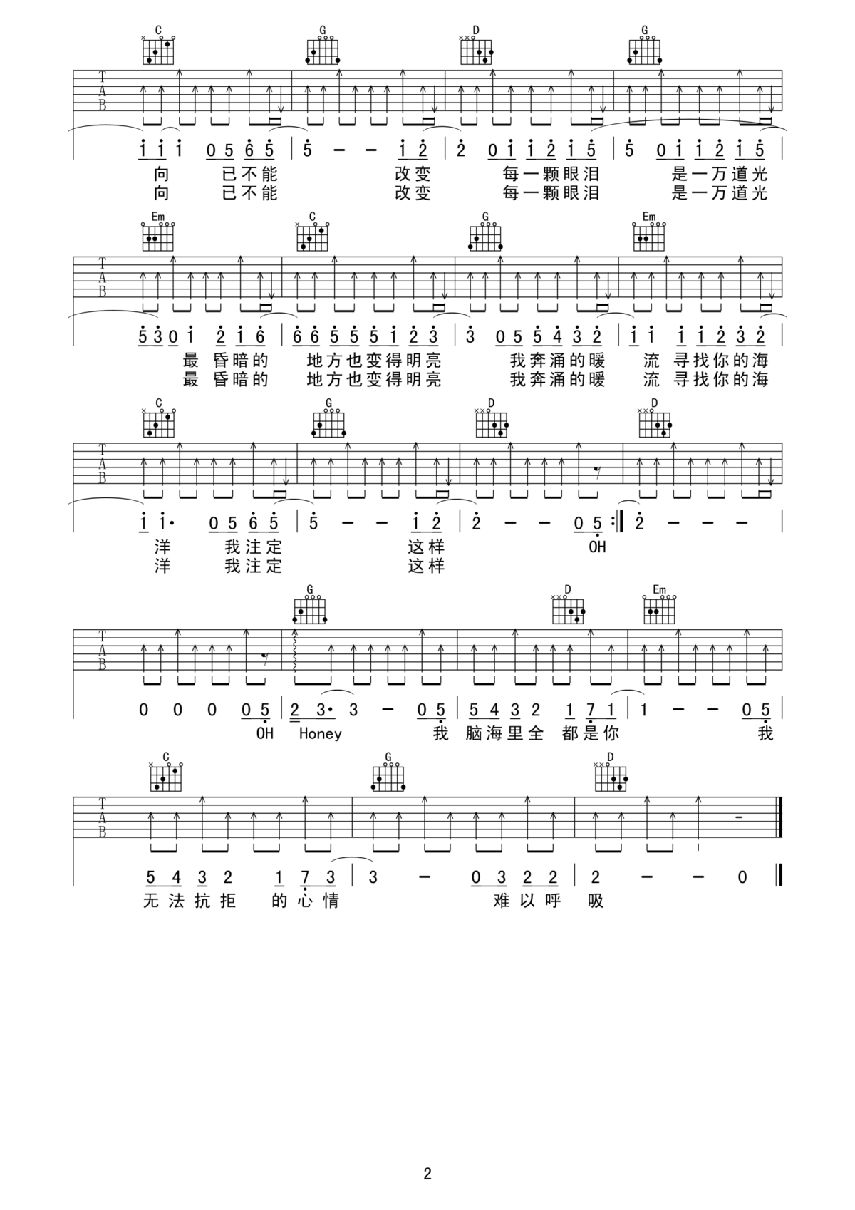 一万次悲伤吉他谱_逃跑计划_最昏暗的地方也变得明亮