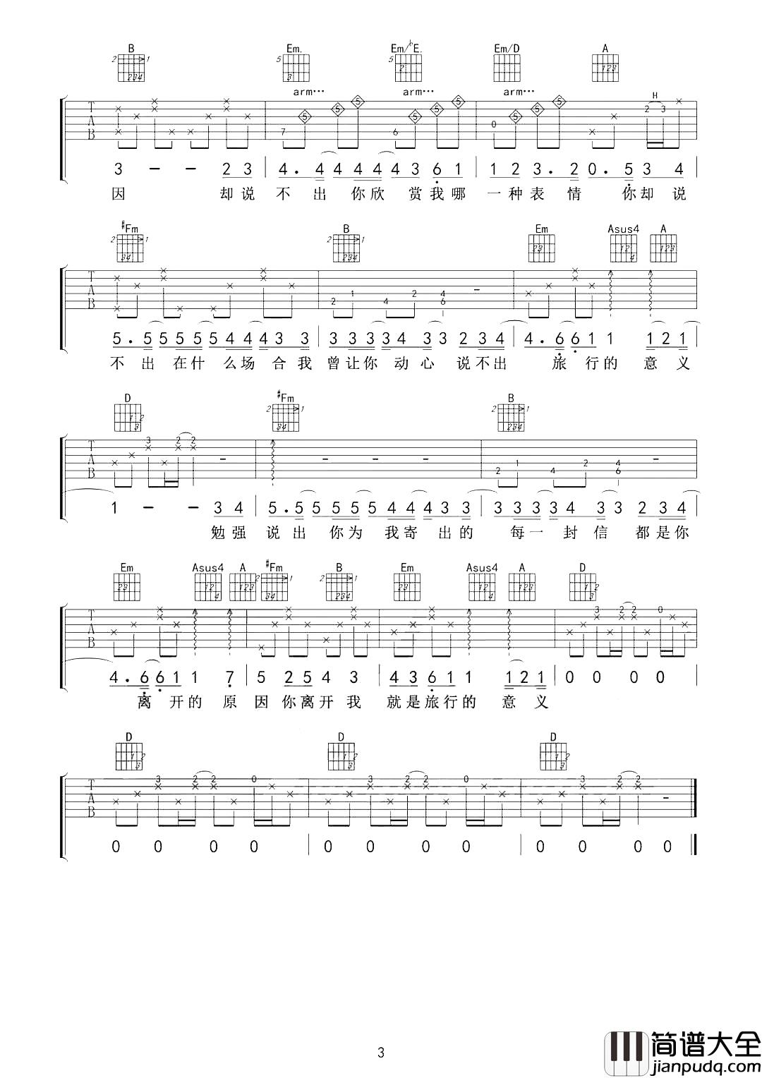 旅行的意义吉他谱_陈绮贞_你拥抱热情的岛屿