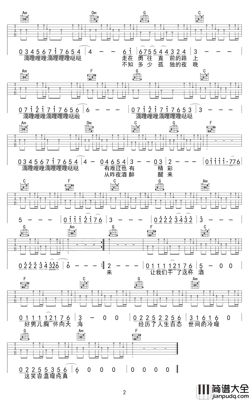 曾经的你吉他谱_许巍_经历了人生百态世间的冷暖