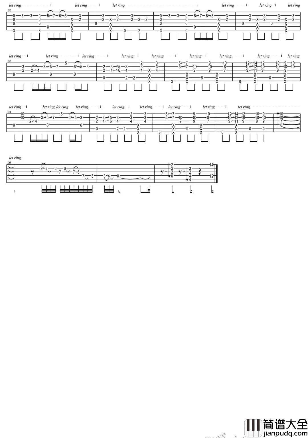 情非得已吉他谱_指弹_流星花园电视剧主题曲