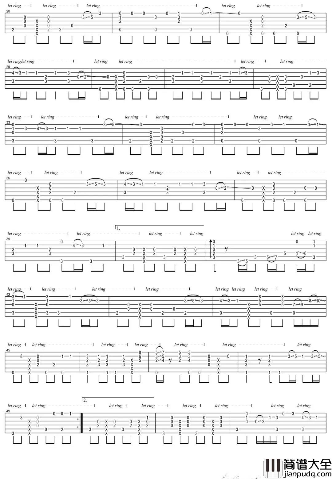 情非得已吉他谱_指弹_流星花园电视剧主题曲