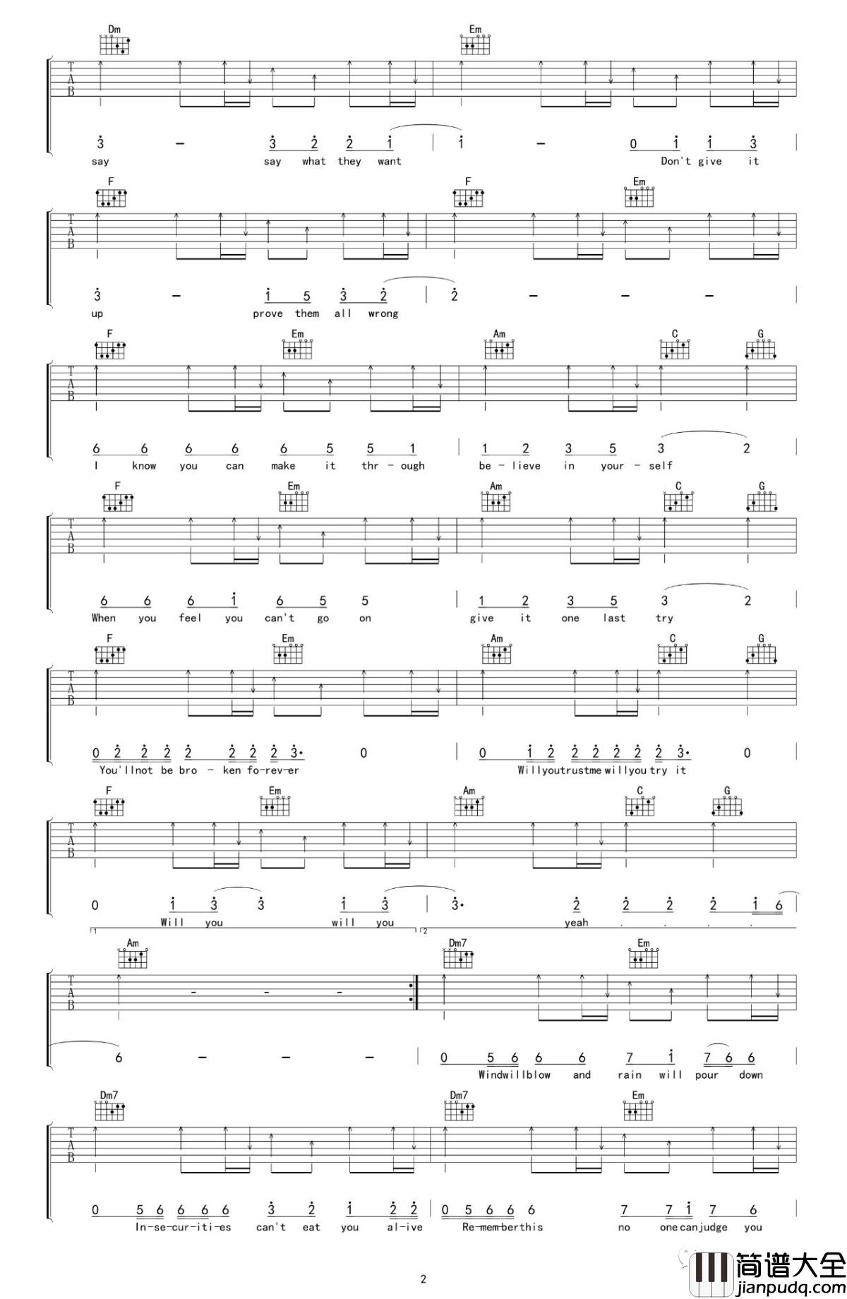 Will_You吉他谱_王源_吴先生TAB制谱