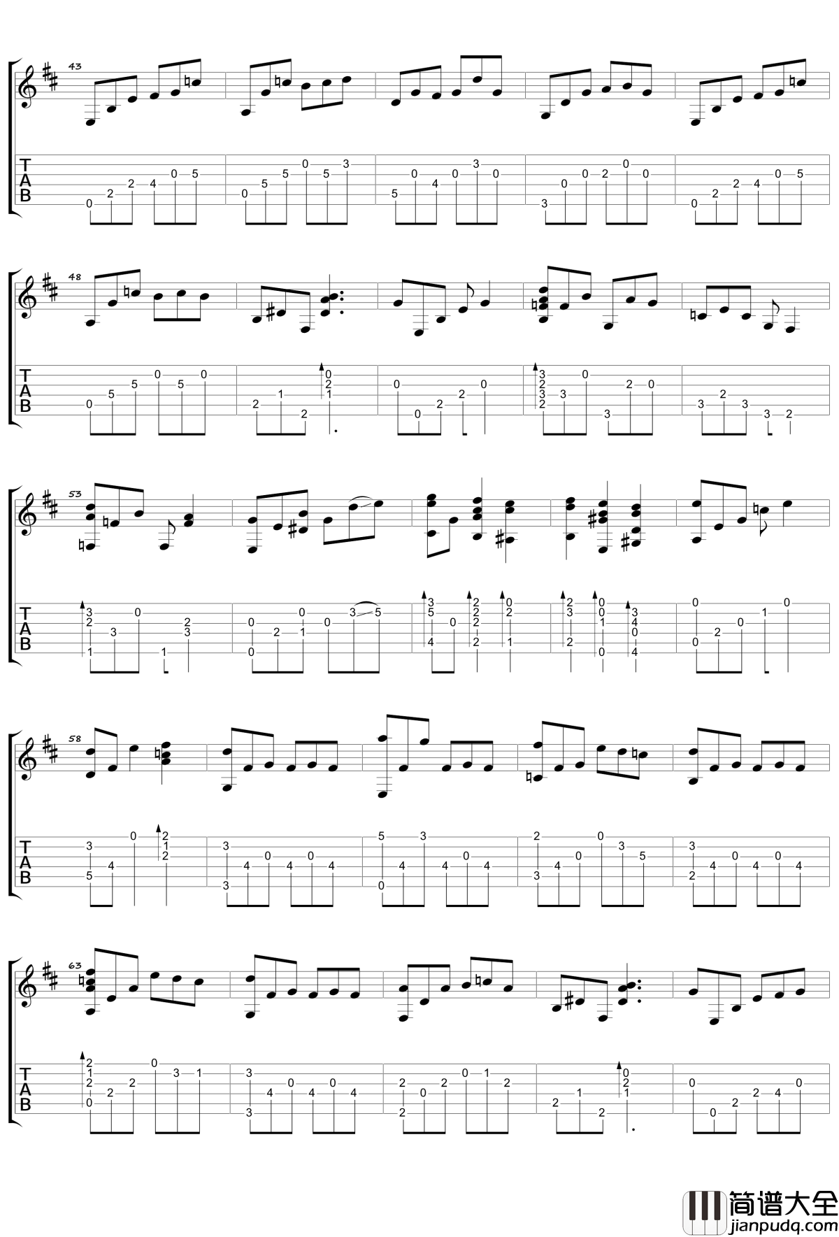 Moon_River指弹吉他谱_奥黛丽·赫本_我们在同一彩虹末,凝望在彼岸