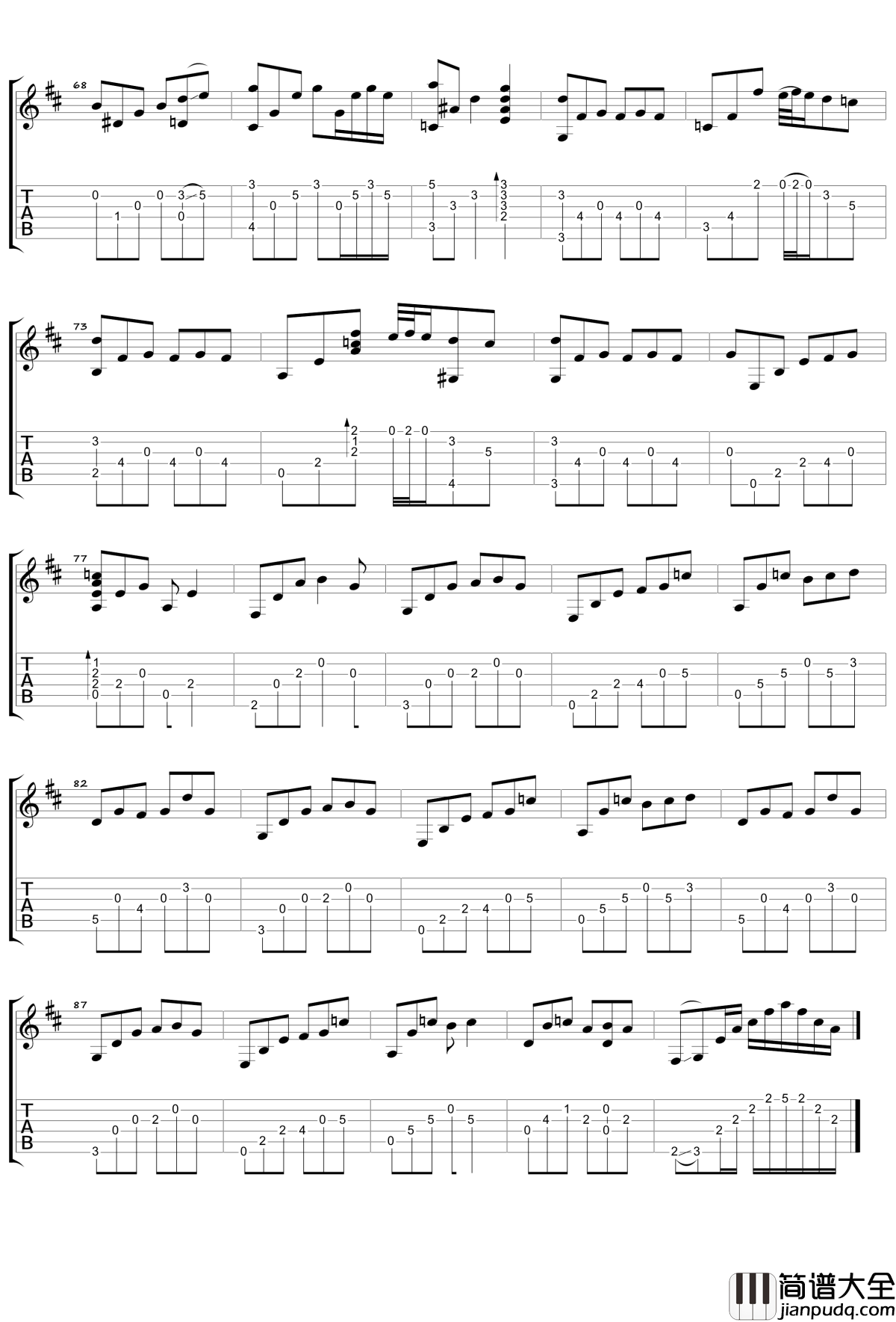 Moon_River指弹吉他谱_奥黛丽·赫本_我们在同一彩虹末,凝望在彼岸