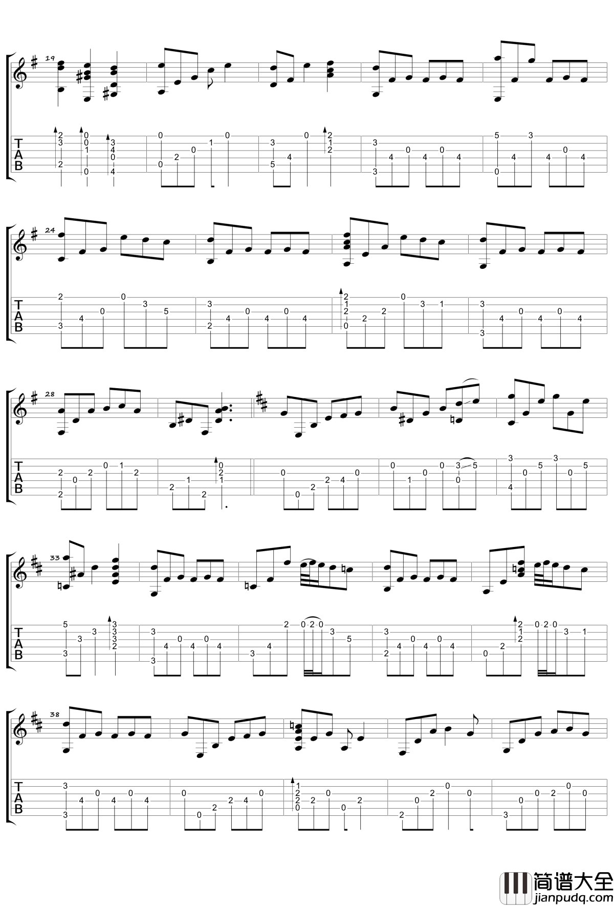 Moon_River指弹吉他谱_奥黛丽·赫本_我们在同一彩虹末,凝望在彼岸