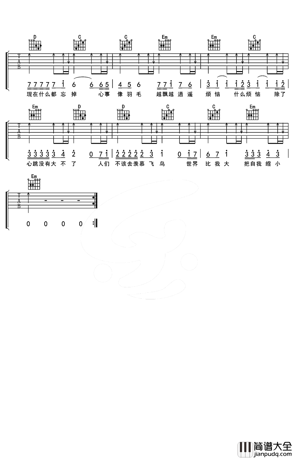 烦恼歌吉他谱_张学友_除了呼吸什么都不重要