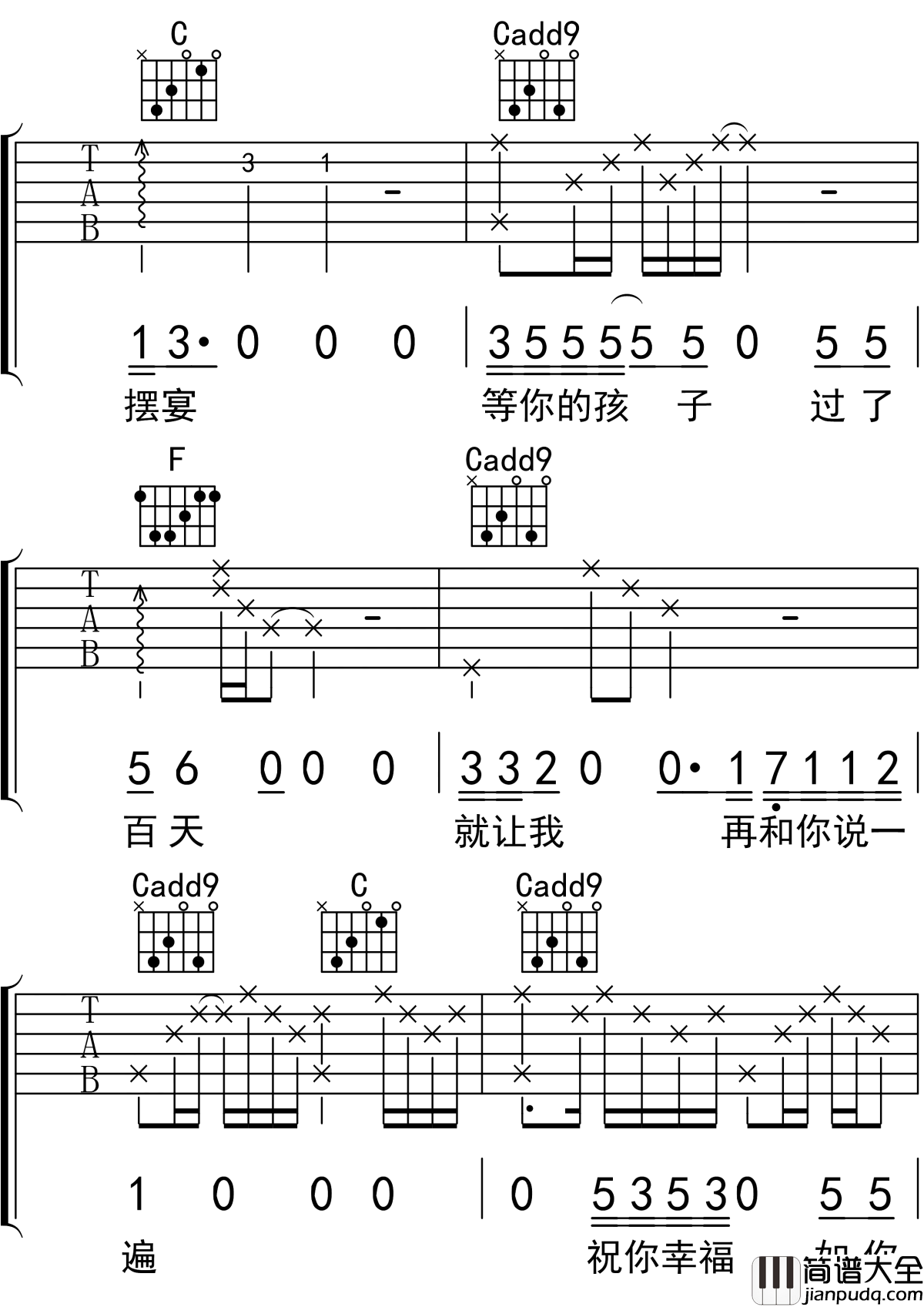 如谁所愿吉他谱_隔壁老樊_如你所愿，我会去参加你的婚礼