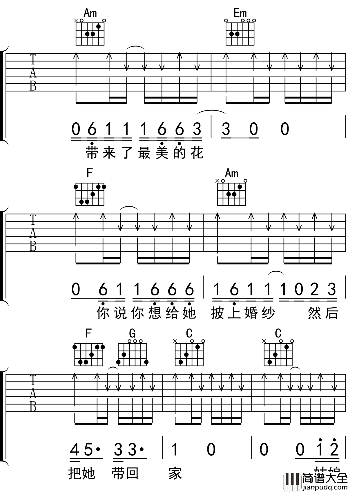 你是姑娘不是我的新娘吉他谱_隔壁老樊_C调吉他弹唱谱