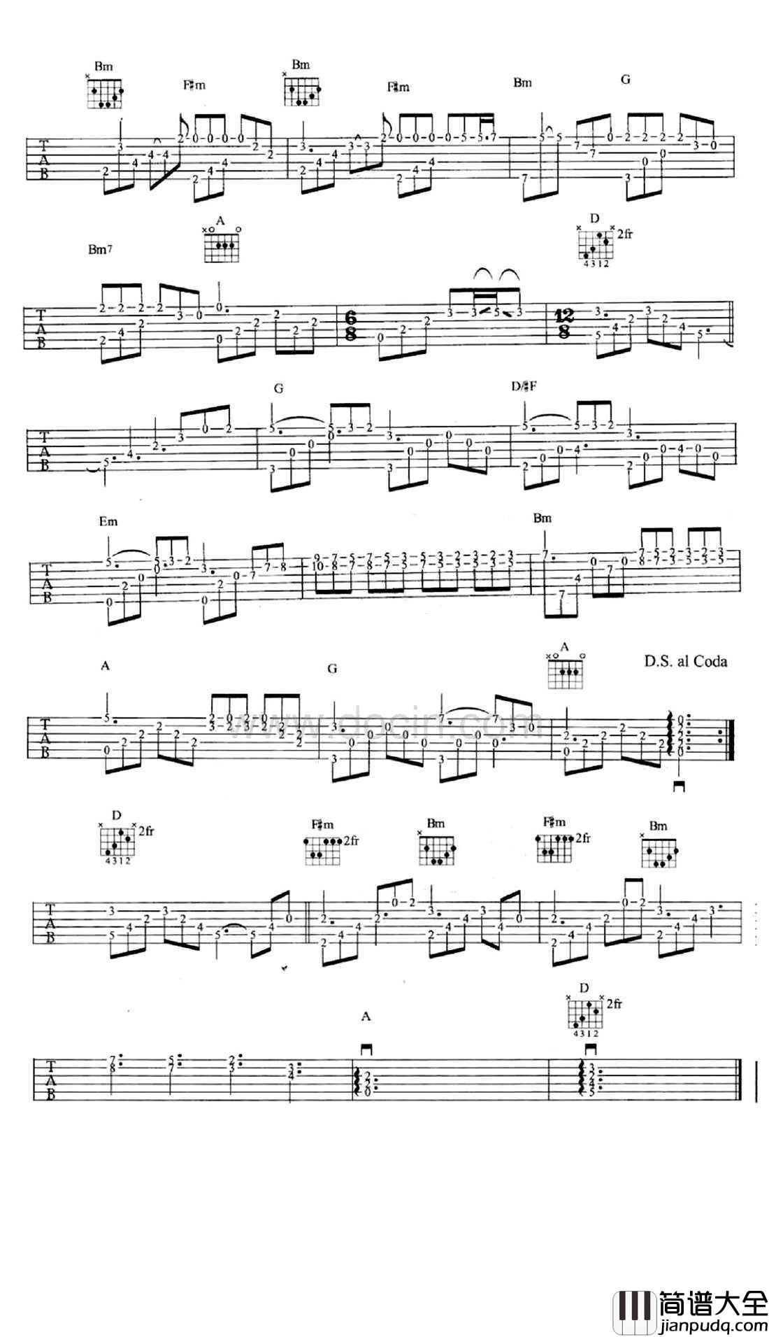 情深深雨濛濛指弹谱_叶锐文_吉他指弹独奏谱