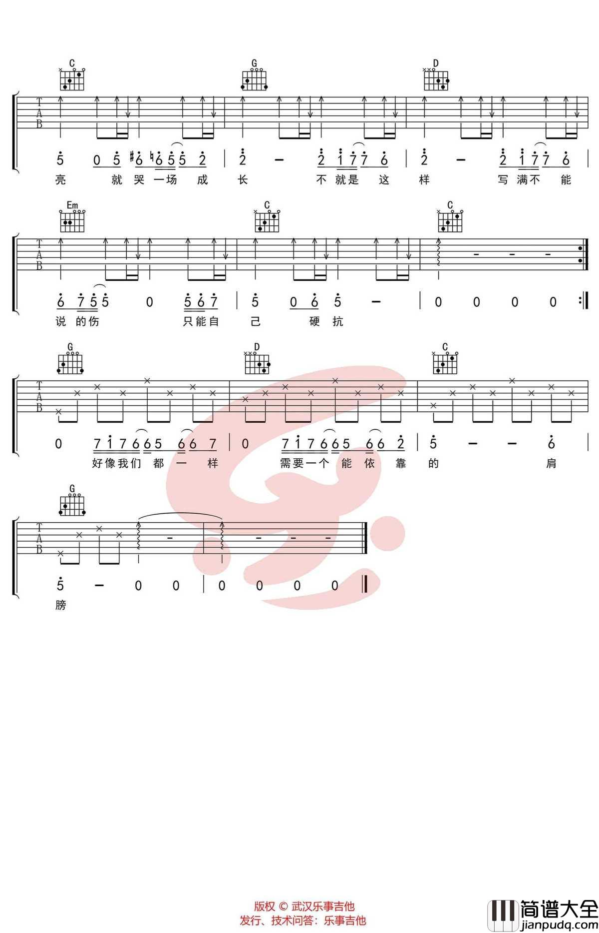 谁的现在没有藏着过往吉他谱_二珂_G调弹唱谱