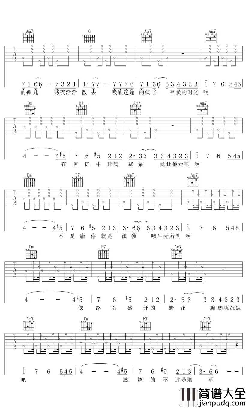 迷途之中吉他谱_李上安_不负时光，不负生活