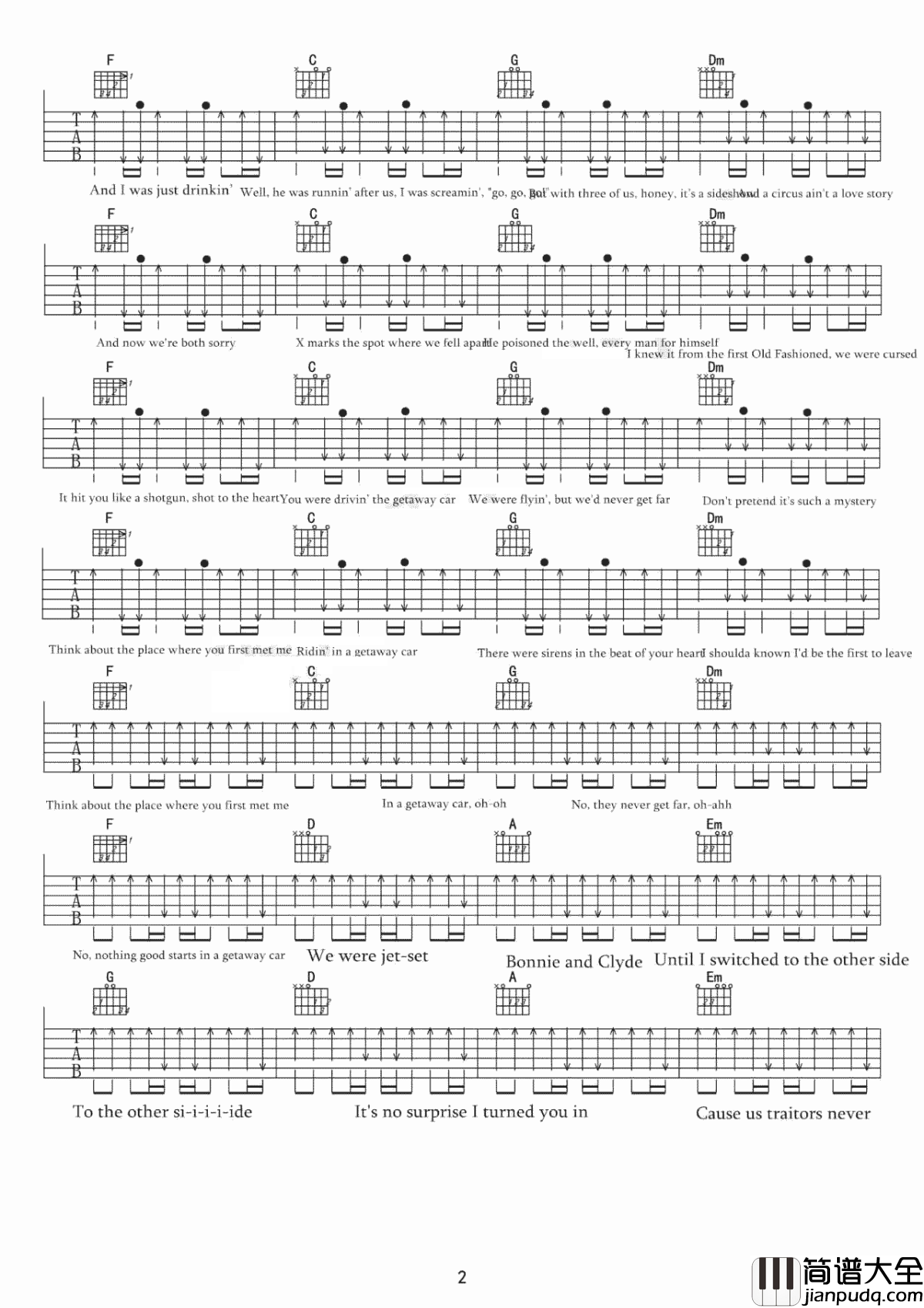 Getaway_Car吉他谱_Taylor_Swif_若隐若现,若即若离