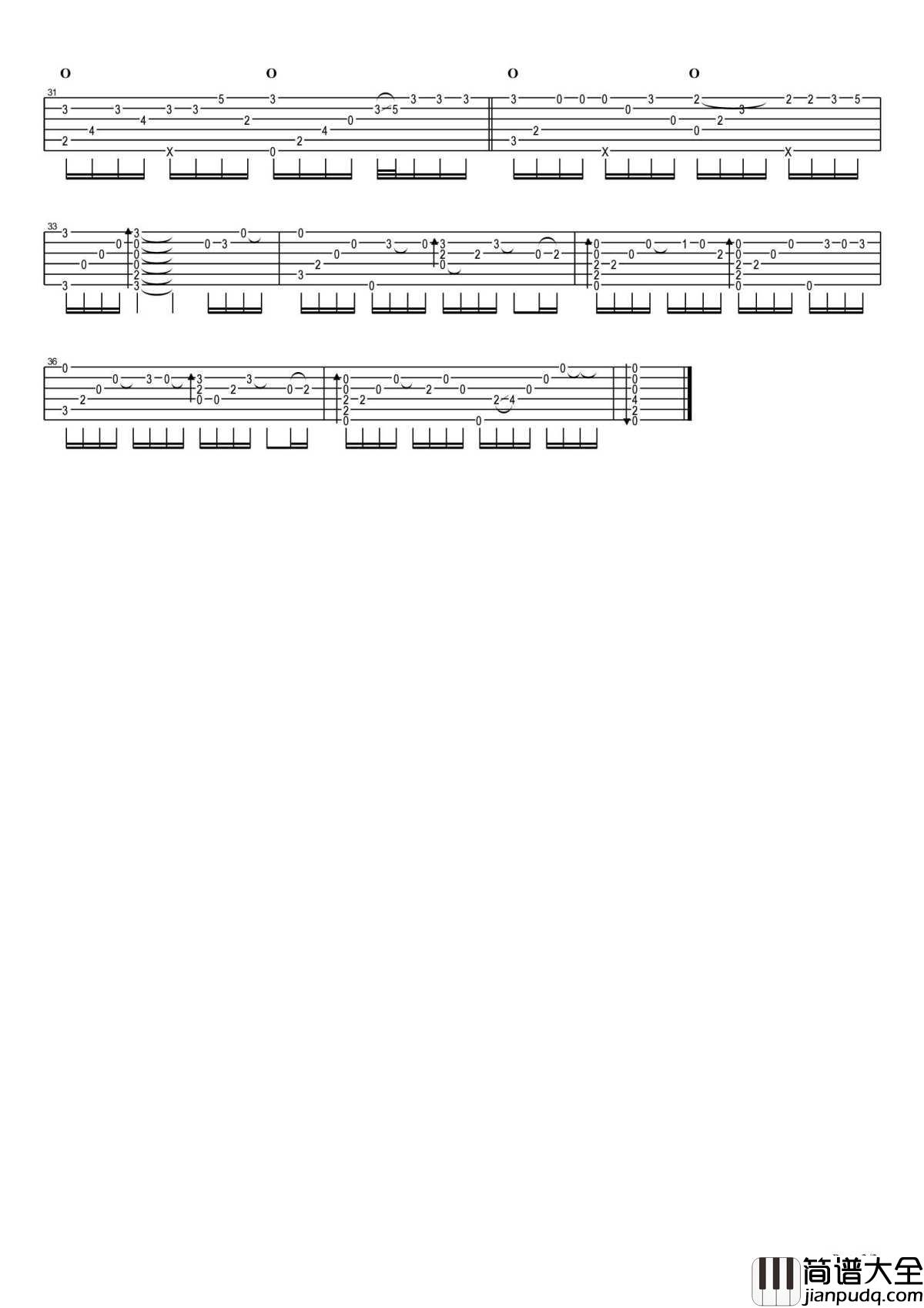 尽头指弹谱_赵方婧_吉他独奏谱_抖音神曲