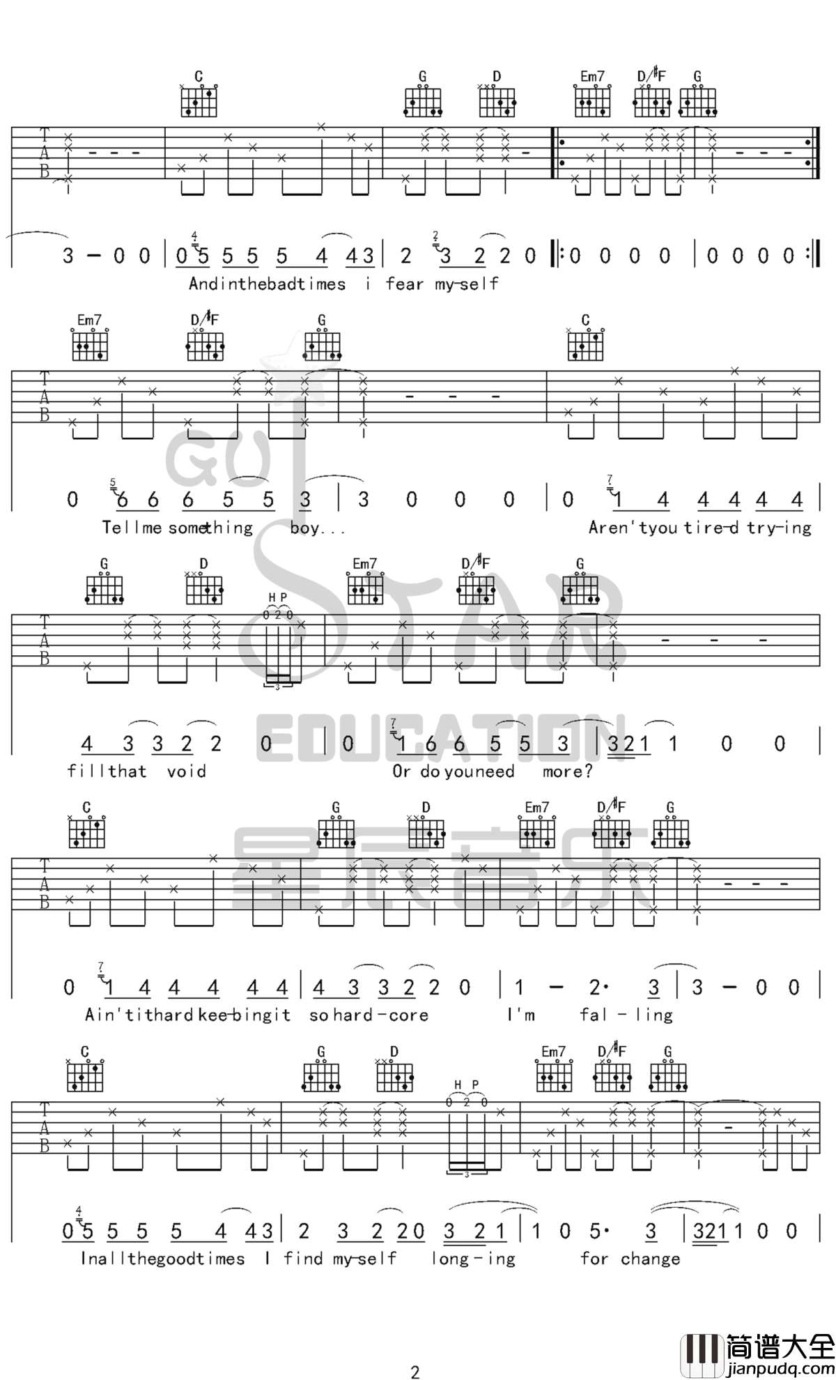 Shallow吉他谱_Lady_Gaga_唯有荒诞能冲淡悲伤