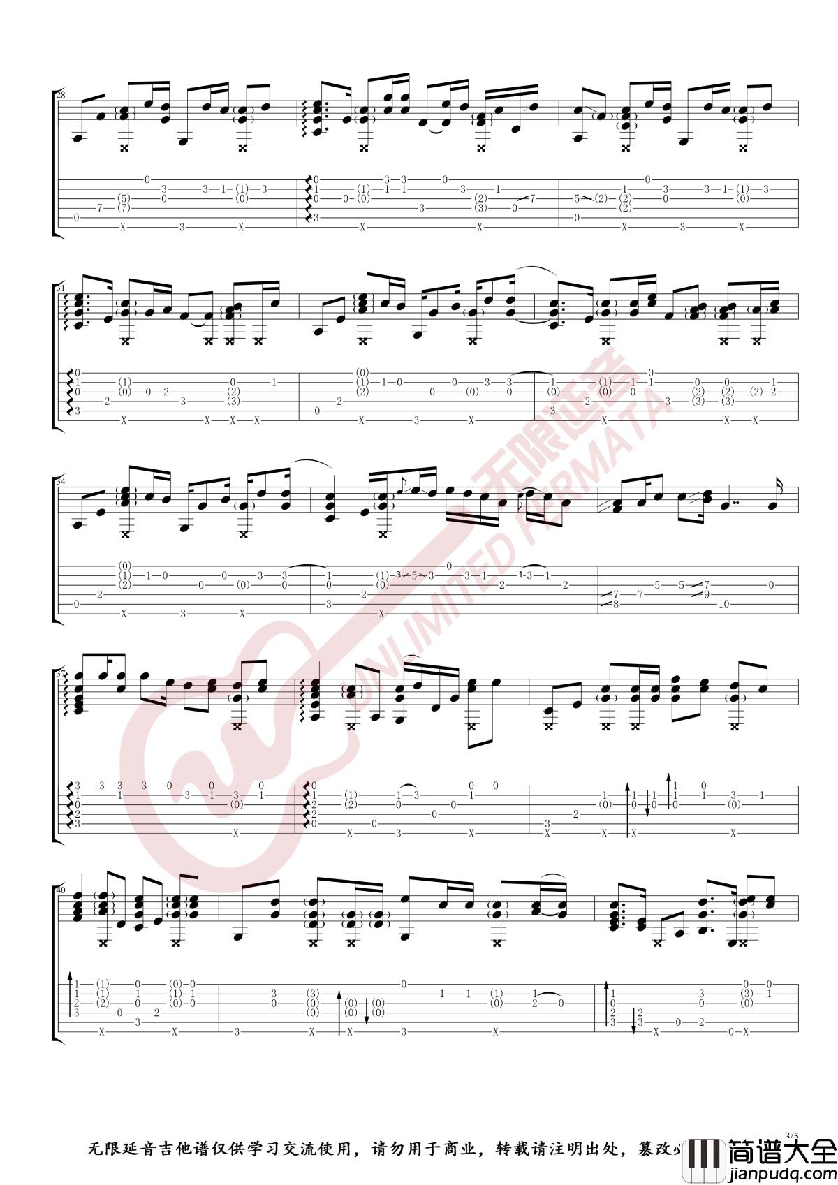 Andrew_Foy指弹吉他谱_One_Call_Away_无限延音制谱