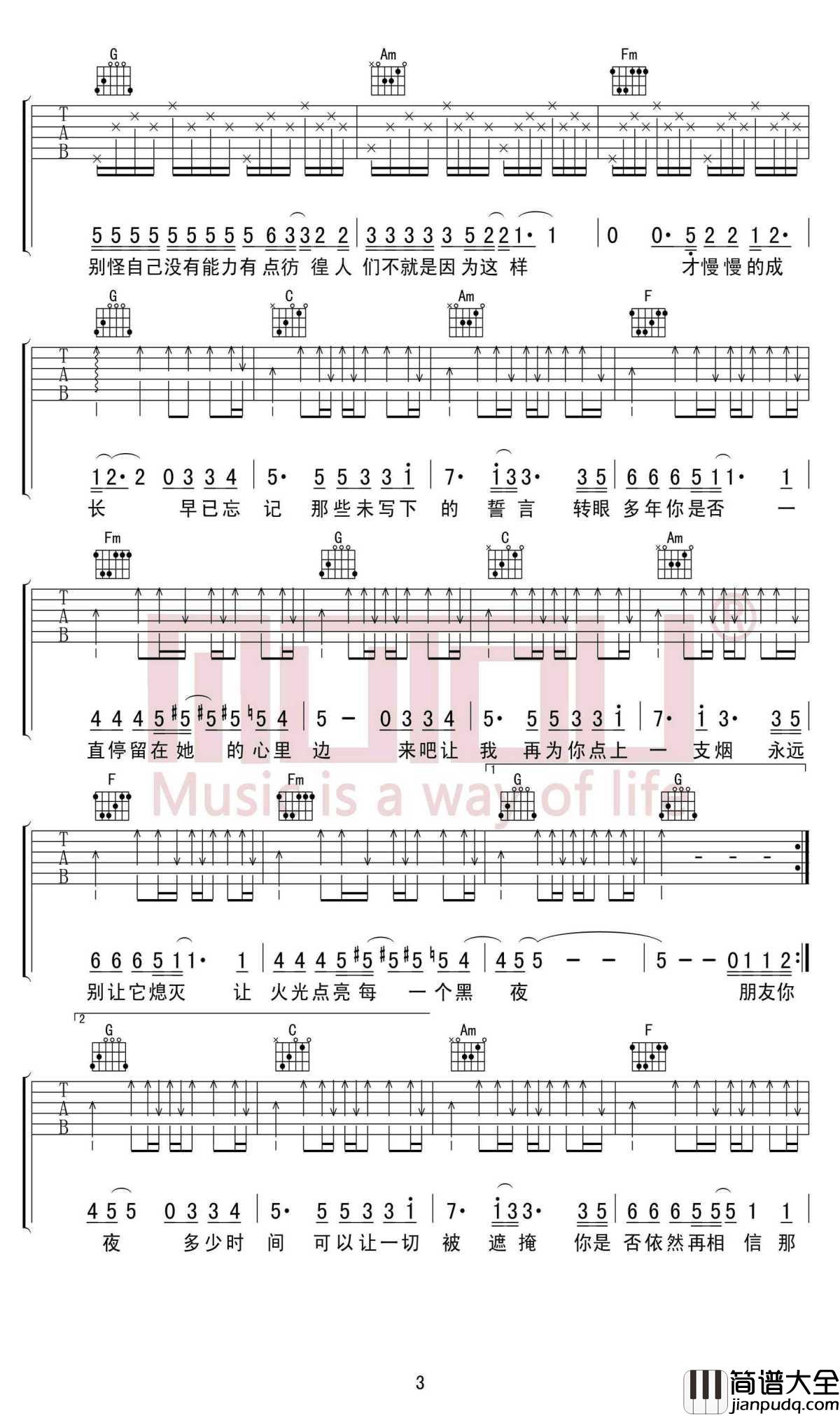 嘿，朋友吉他谱_C调_安子与九妹