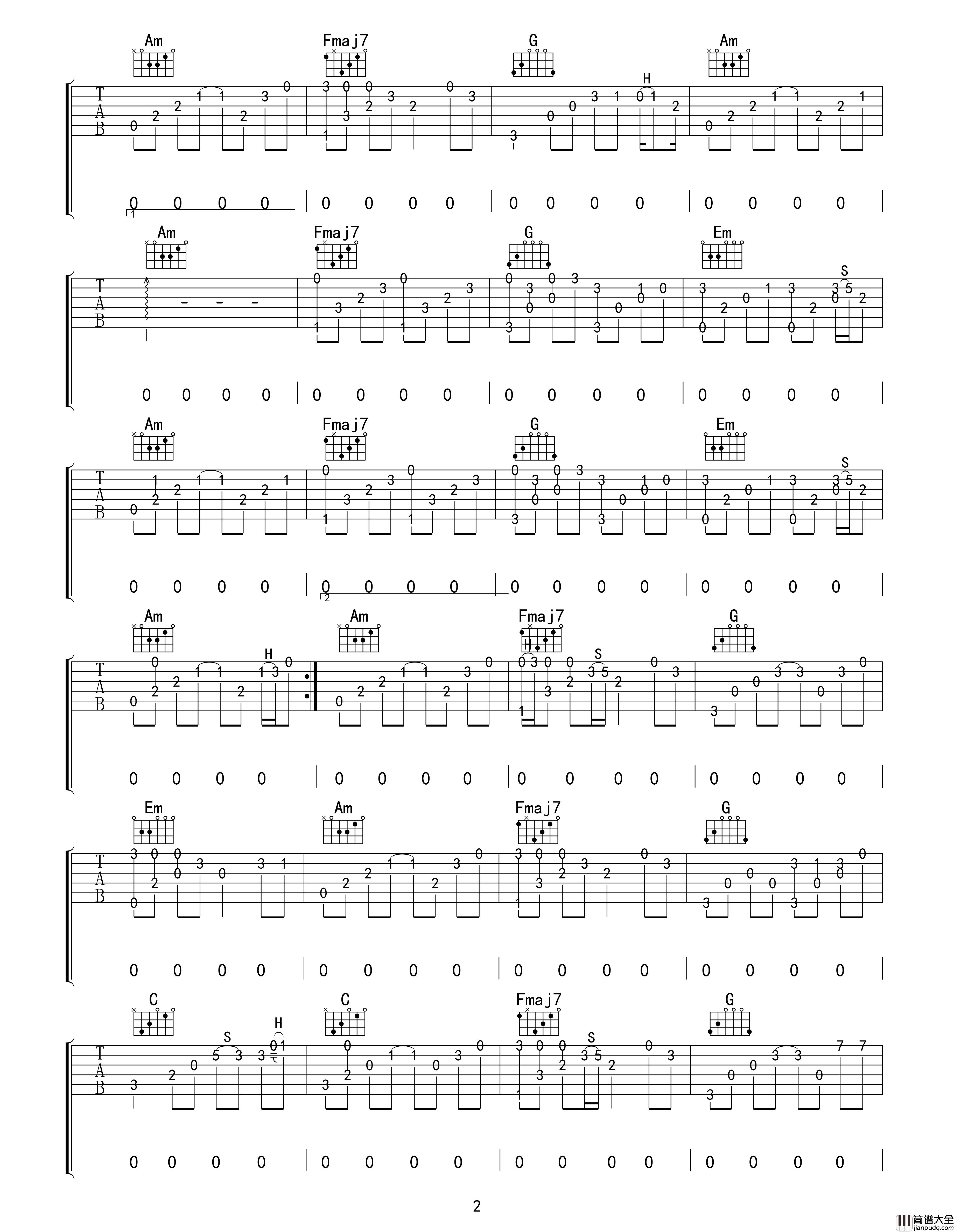 你的酒馆对我打了烊吉他谱_指弹版_陈雪凝_吴先生TAB制谱