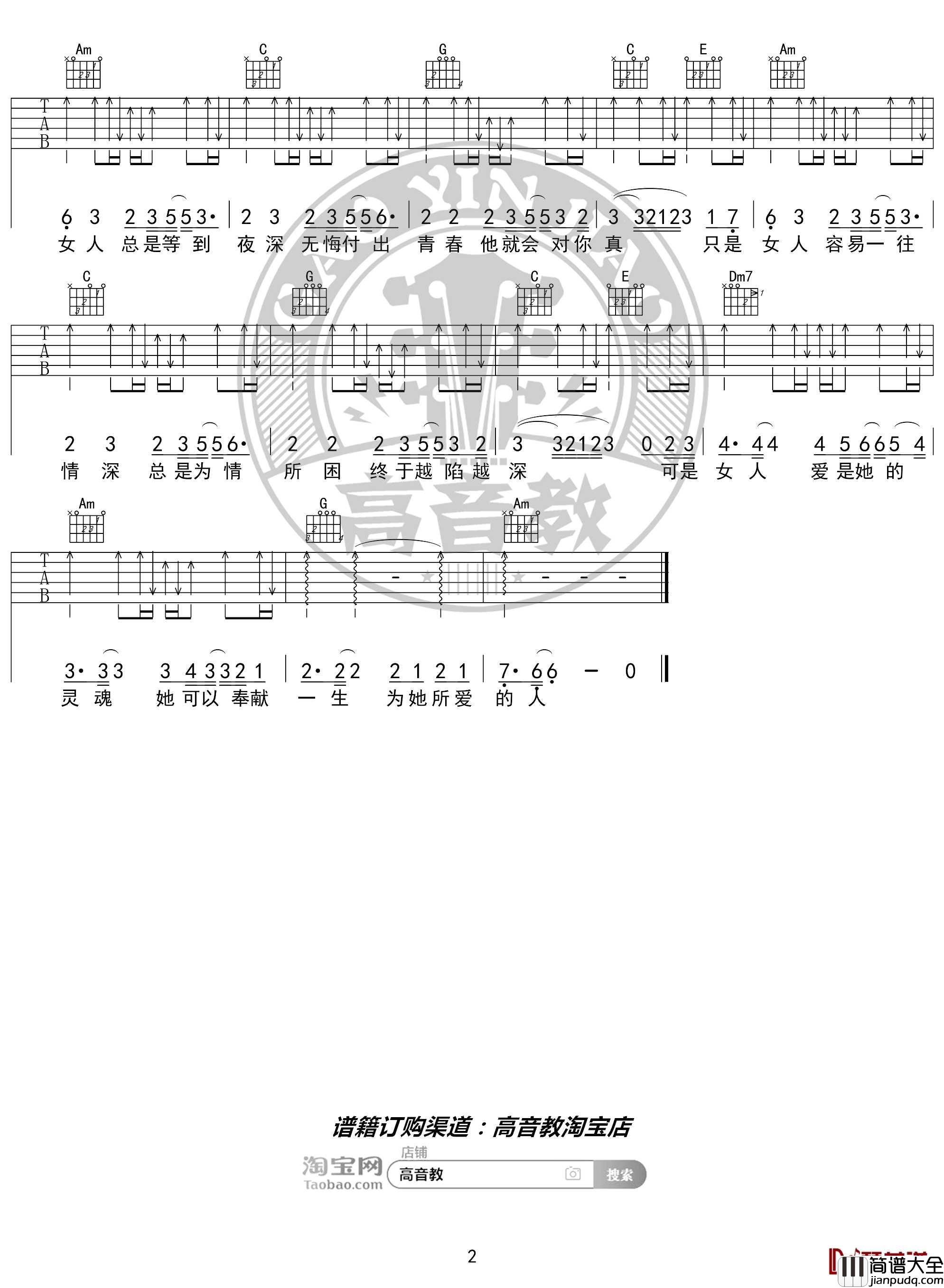 问吉他谱_C调入门版_梁静茹_抖音热曲_高音教编配