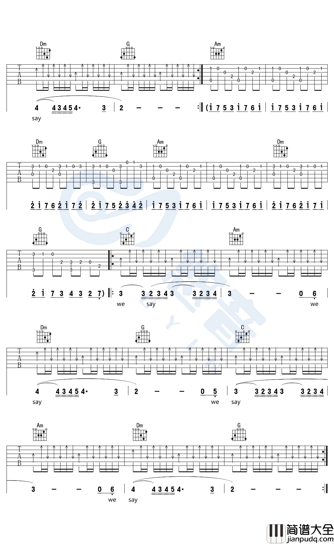 时光吉他谱_C调弹唱谱_许巍