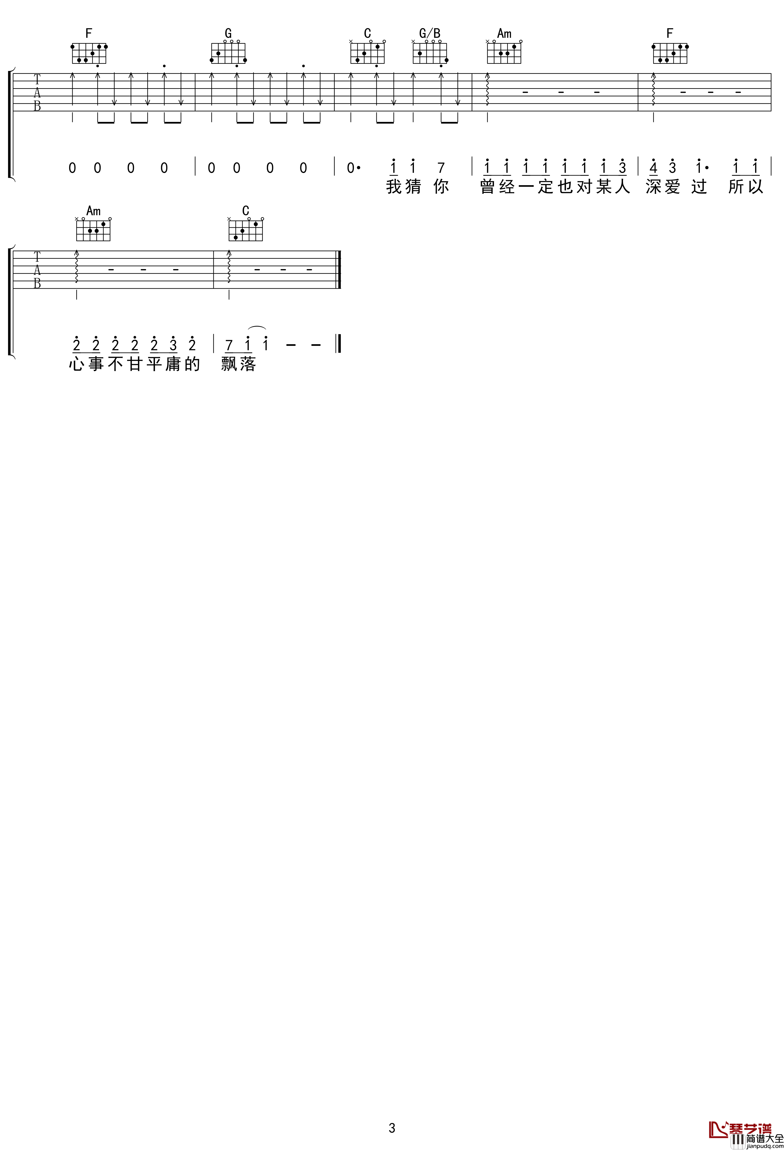 是红吉他谱_C调_花粥_吴先生TAB制谱【附示范音频】