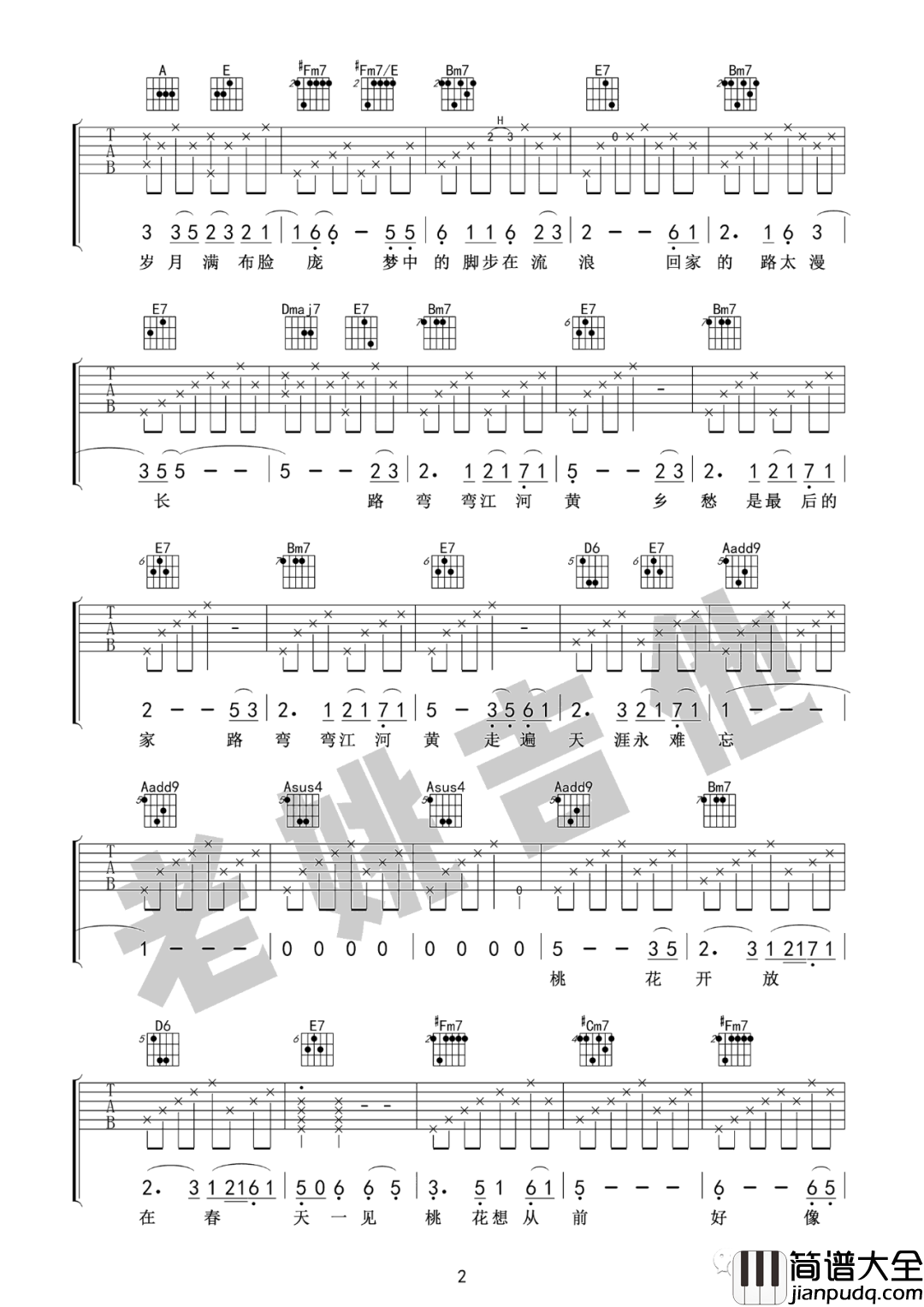 山有多高_陈建年_A调吉他谱