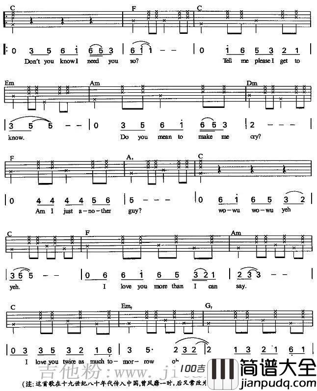 凤飞飞__爱你在心口难开_吉他谱