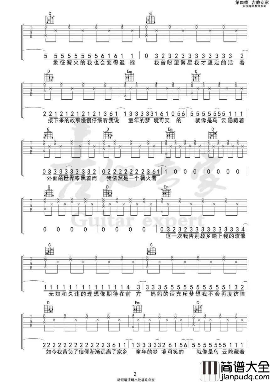 妈妈的话吉他谱__zyboy忠宇_G调吉他六线谱