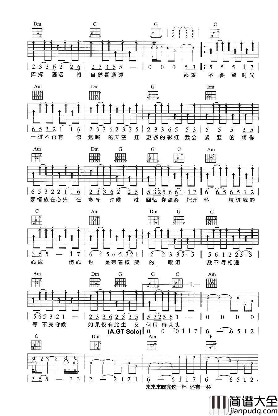 原版吉他谱：伍佰_突然的自我_