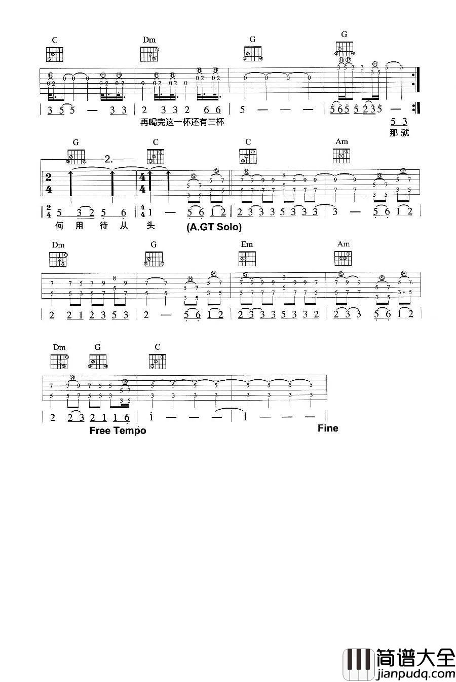 原版吉他谱：伍佰_突然的自我_