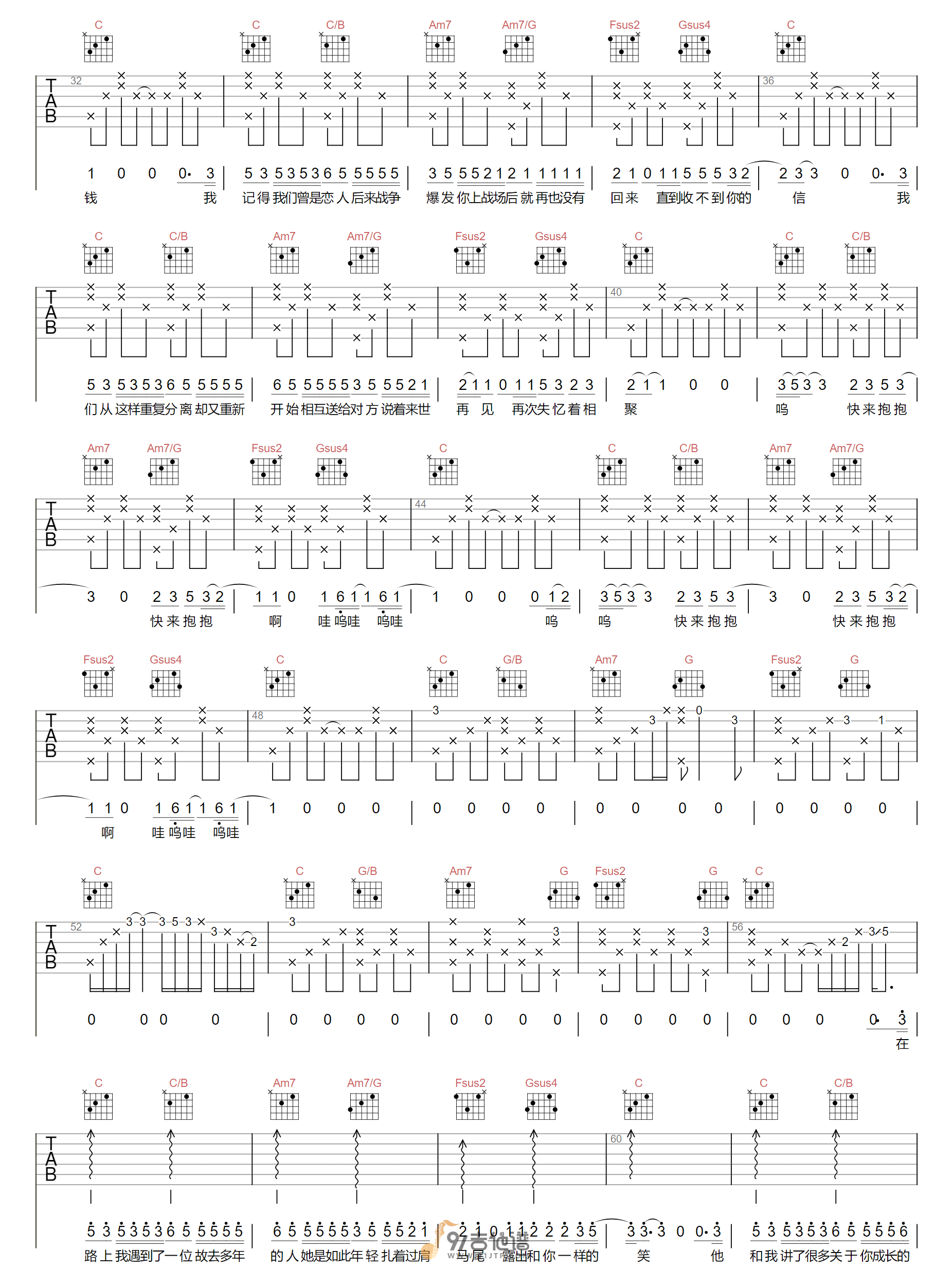 赵雷_我记得_吉他谱_C调弹唱谱