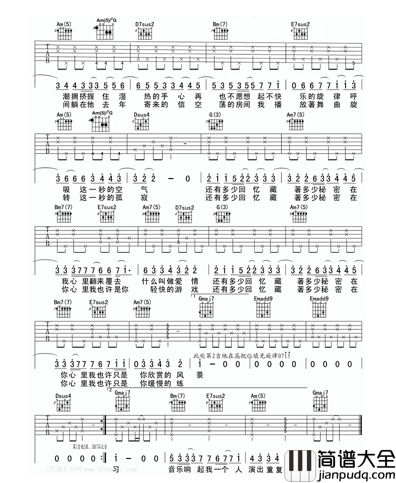 小步舞曲_陈绮贞_F调吉他谱